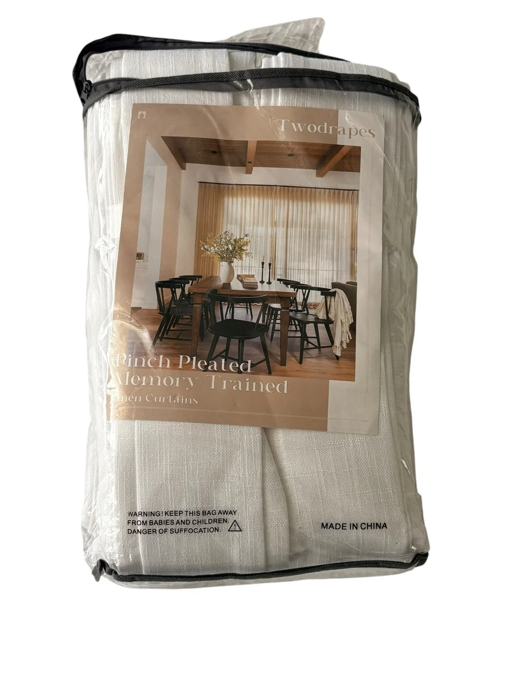New White Pleated Linen Curtains Classic Panels drapes W50xL96